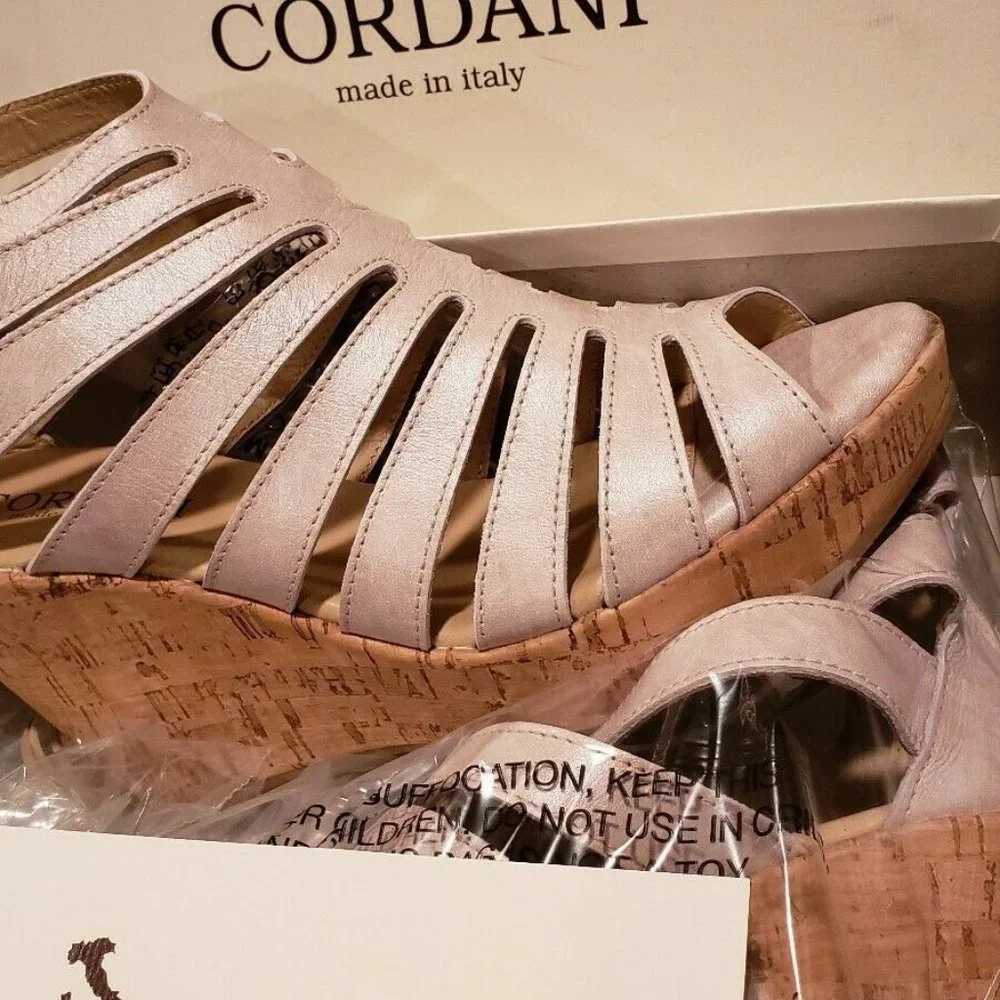 CORDANI Italy New Caged Wedge Sandal Strappy Gladiator Cork Platform Leather 40